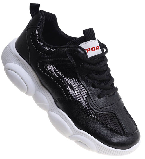 Sznurowane czarne buty sportowe /B1-3 11918 T198/