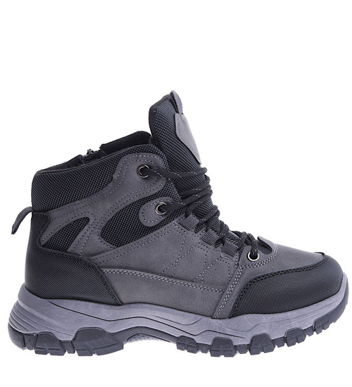 Zimowe szare chłopięce buty trekkingowe /G5-2 15389 T534/