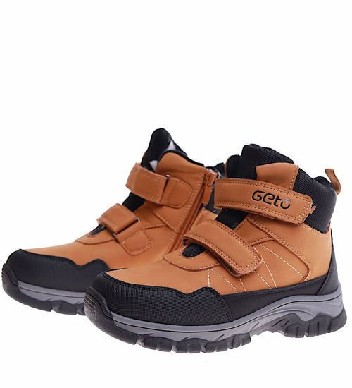 Ocieplane chłopięce buty trekkingowe na rzepy Brązowe /E9-2 17137 T633/