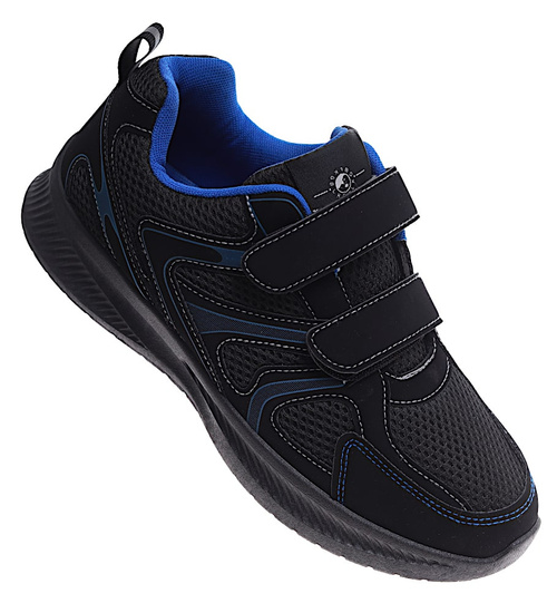 Męskie czarne buty sportowe na rzepy /G1-1 16684 T289/