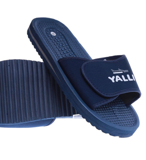 Męskie granatowe klapki na rzep Yalli /E8-1 13658 T194/