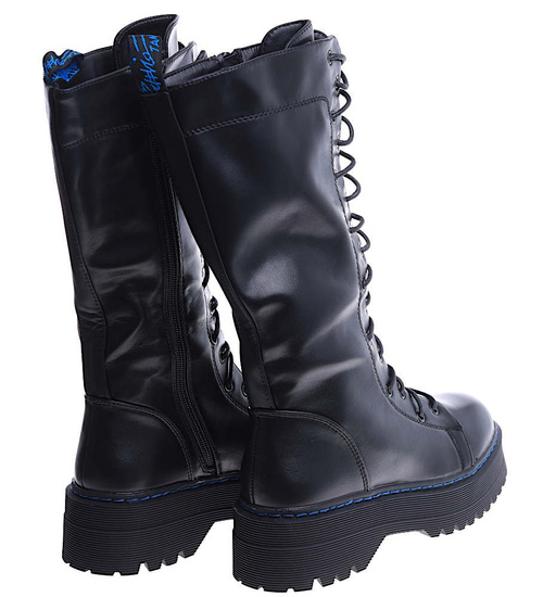 Wysokie czarne glany damskie /G2-2 14910 T537/