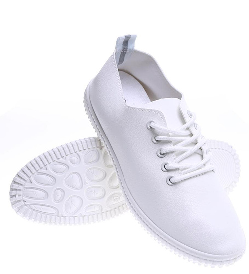 Białe sznurowane tensiówki damskie /G7-2 15856 T276/