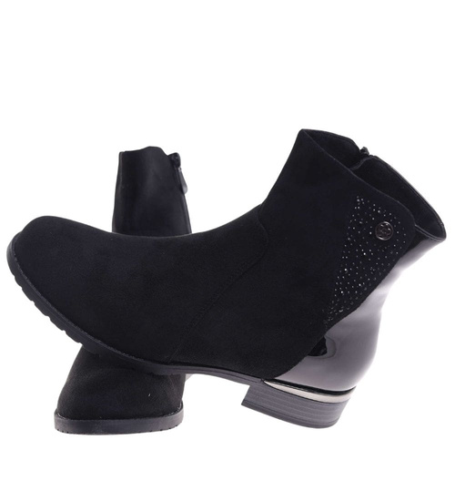 Klasyczne czarne botki damskie zimowe /G5-2 18575 W435/