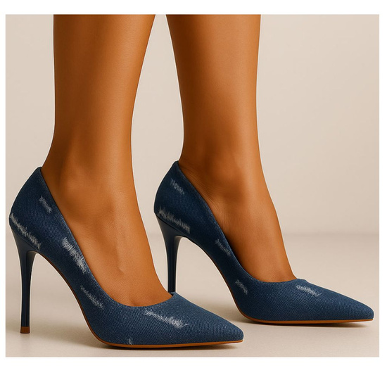 Granatowe szpilki damskie /C4-4 17765 G156/