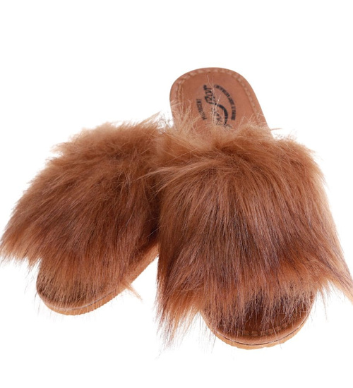 Rude damskie klapki z kudłatym futerkiem Premium /F8-1 11399 S292/