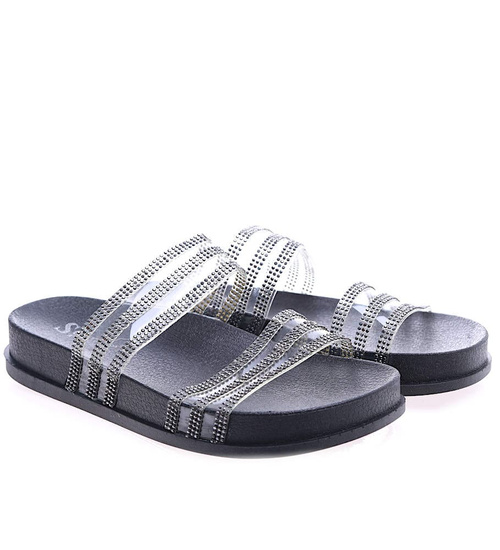 Czarne basenowe wodoodporne klapki damskie /F8-2 14294 S038/