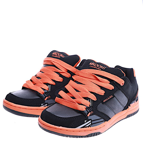 Czarno pomarańczowe damskie buty sportowe /D2-2 14793 T199/