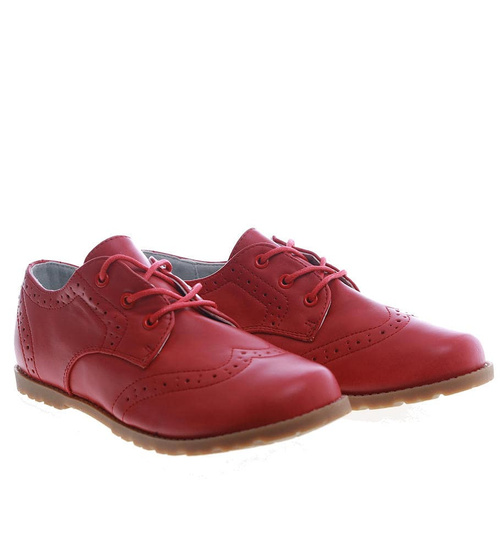 Sznurowane bordowe półbuty chłopięce /G12-1 13353 T077/