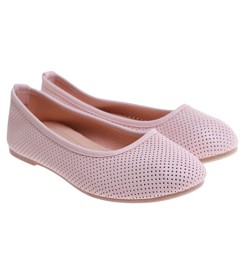 Różowe ażurowe baleriny dziewczęce /D2-2 17632 T121/