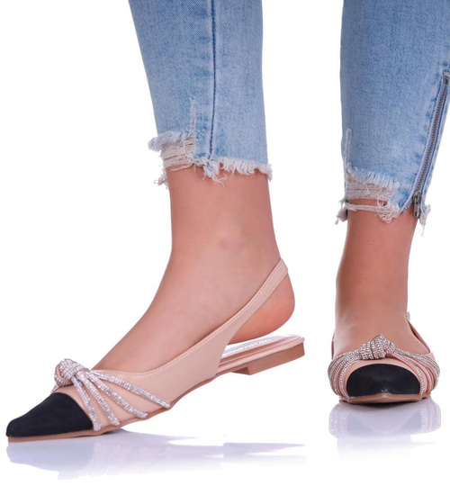 Płaskie sandały damskie z cyrkoniami /E10-2 12082 T296/