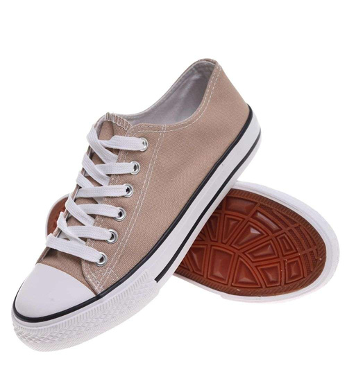 Klasyczne trampki damskie z niską cholewką khaki /G1-2 18673  G185/