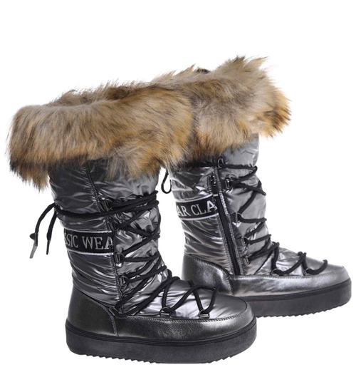 Ocieplane kozaki śniegowce eskimoski Grafitowe /C4-1 18608 T400/