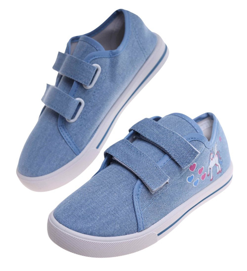 Niebieskie tenisówki dla dziewczynki na rzepy /C7-1 18110 T189/