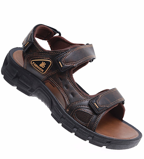 Brązowe męskie sandały rzymianki /B7-1 16502 T300/