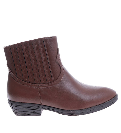 Brązowe botki damskie z suwakiem /C6-2? 14850 S296/