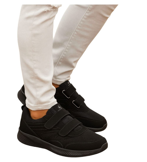 Czarne lekkie buty sportowe na rzepy /C1-3 18155 T289/