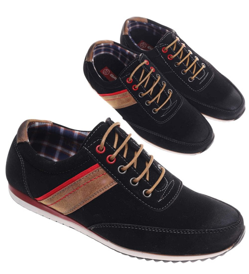 Wiązane czarne buty chłopięce /C3-3 18023 T383/