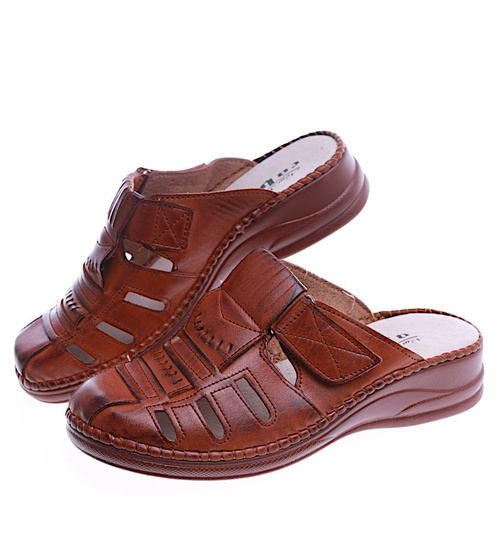 Wygodne damskie klapki Brązowe /A10-2 13987 T398/