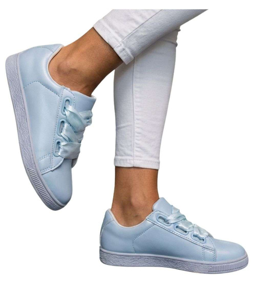 Wiązane trampki damskie pastelowe Baby Blue /A3-3 17510 W192/