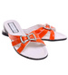Pomarańczowo białe klapki na płaskim obcasie /H2 14340 T005/
