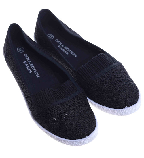 Czarne ażurowe tenisówki dziewczęce /E8-2 15833 T069/