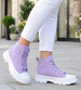 Wysokie trampki na grubym spodzie Liliowe /G12-2 12584 T294/
