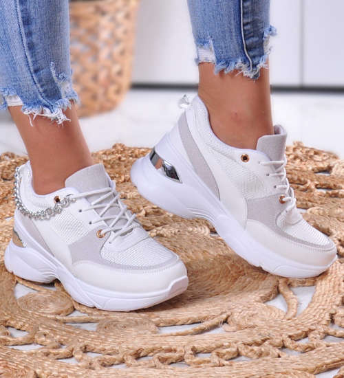 Białe trampki sneakersy na koturnie /G4-2 10894 W385/ Białe trampki sneakersy na koturnie /G4-2 10894 W385/