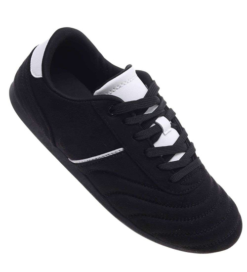 Czarne sneakersy damskie zamszowe /C4-3 18800 W282/