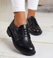 Czarne półbuty oxfordy damskie sznurowane /D4-3 18700 T155/