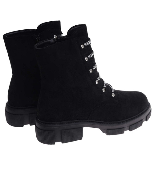 Botki trapery czarne zamszowe z suwakiem /A5-1 18169 T434/