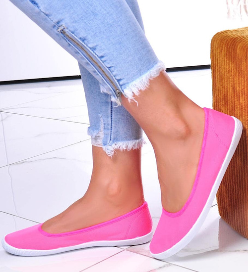 Lekkie tenisówki damskie jak balerinki RÓŻOWE /G12-2 1853 S028/