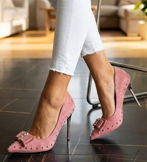 Różowe szpilki damskie /F5-2 9809 S098/