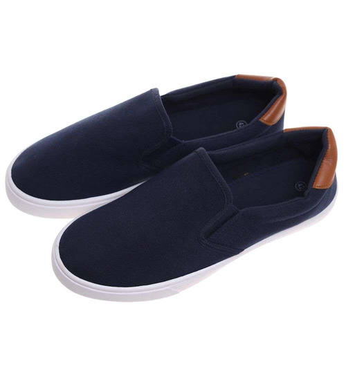 Granatowe męskie trampki slip on /C5-1 18738 T286/