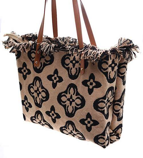 Duża parciana torba torebka Shopper Bag Cappucino /H2-K18 TB544 M433/