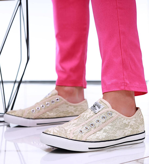 Wsuwane złote trampki damskie /E3-1 16495 G8-6/