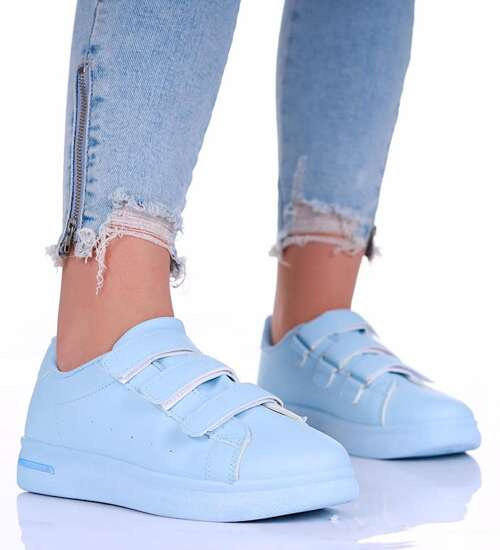 Błękitne damskie trampki na rzepy /D8-3 17222 G138/