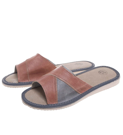 Szaro brązowe klapki domowe /G13-1 10934 S195/