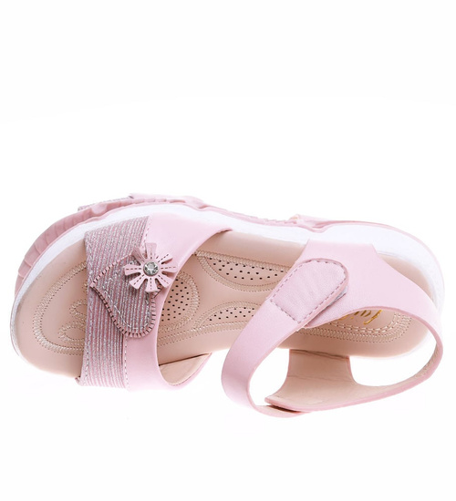 Różowe sandałki dziewczęce z rzepami /E5-2 16384 T286/