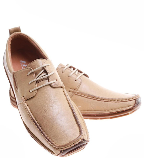 Sznurowane męskie beżowe półbuty /E8-3 11020 T125/