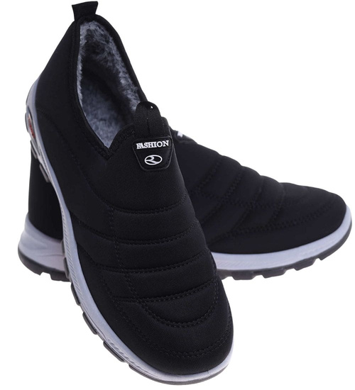 Wsuwane sneakersy męskie z ociepleniem Czarne /F5-1+h2 18249 T386/