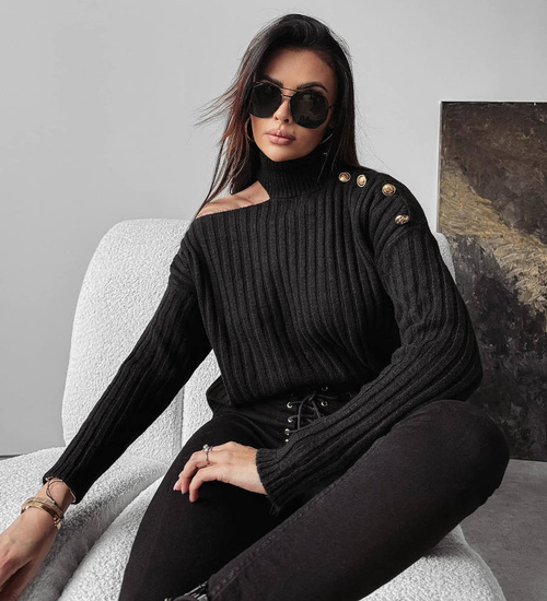 Czarny golf damski Ashley Olavoga /H UB670 L987/