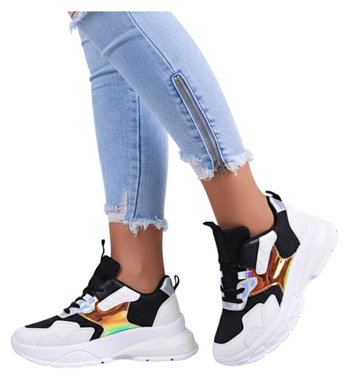 Damskie buty sportowe na platformie białe /G3-3 12396 T298/