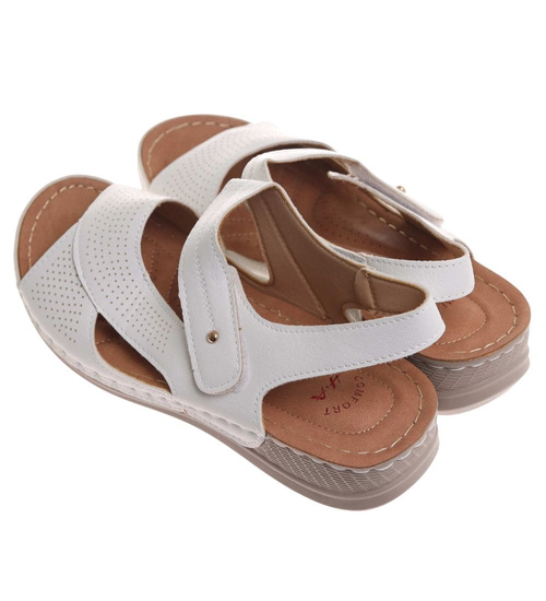 Sandały damskie białe klasyczne /G4-2 17921 W331/