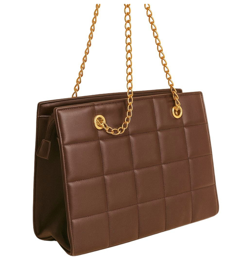 Brązowa torebka kuferek z łańcuszkiem i paskiem /H2 K28 TB672 G195/