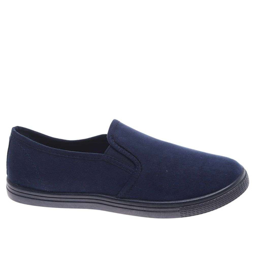 Wsuwane granatowe tenisówki z tkaniny /D9-2 15662 T1/