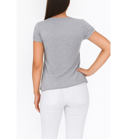 Szara koszulka bluzka damska z guziczkami /H2-K32 UB942 S0/