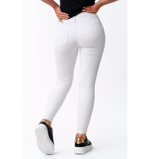 Białe letnie spodnie damskie z sercem /H2 UB924 G235/