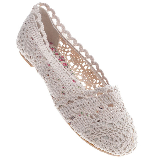 Dziewczęce beżowe balerinki z koronki /C1-2 13153 T6/