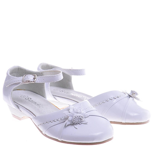 Białe komunijne balerinki buty dziewczęce /E6-2 11385 T199/